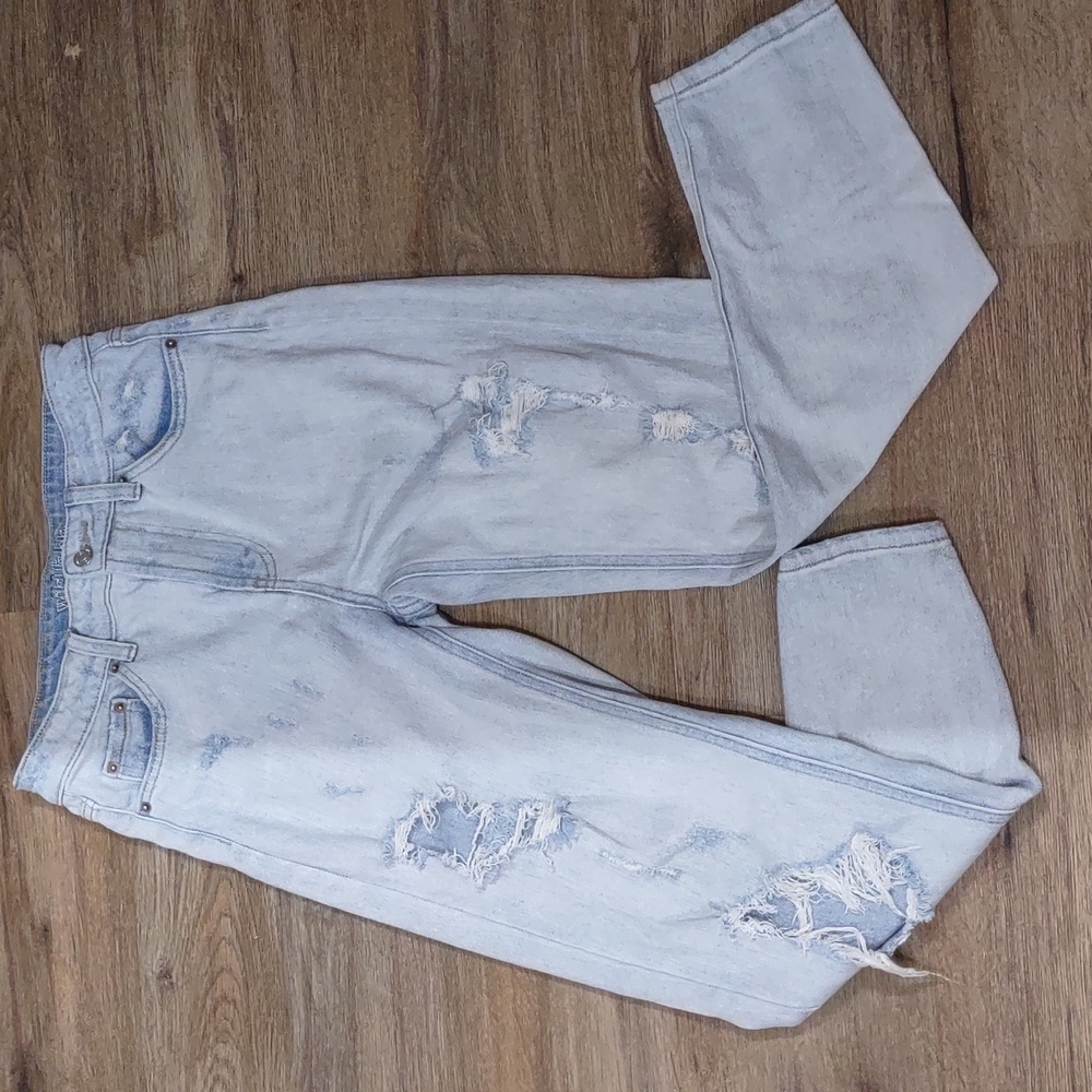 High rise light wash distressed mom jeans wild fable